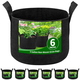 SORANGEUN 6-pack 5-gallon grow bags for tomatoes and peppers on patios.