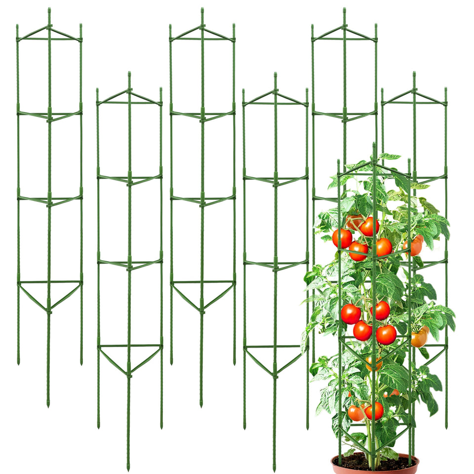SORANGEUN 63-Inch Tomato Cage assembly supports tall vines for better garden growth.