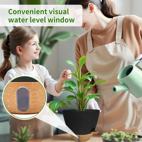 SORANGEUN self-watering 8-inch pot suits succulents with a long-lasting moisture reserve.