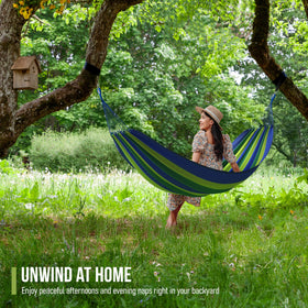 Sorbus hammock shows colorful fabric for durable indoor comfort