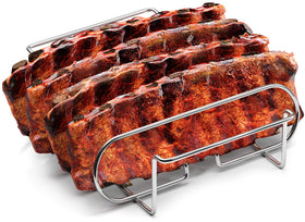 Sorbus rib rack with porcelain coating for easy rib release on grill.