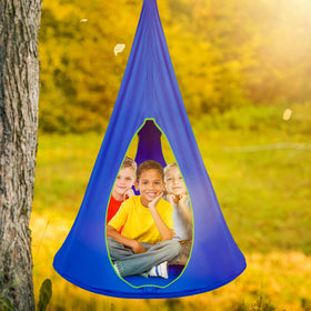 Sorbus Pod Swing blue cotton fabric close-up, fade-resistant and easy to spot-clean.