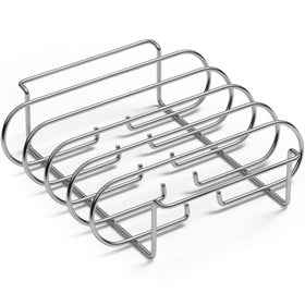 Sorbus rib rack stored neatly on a grill shelf for easy access.