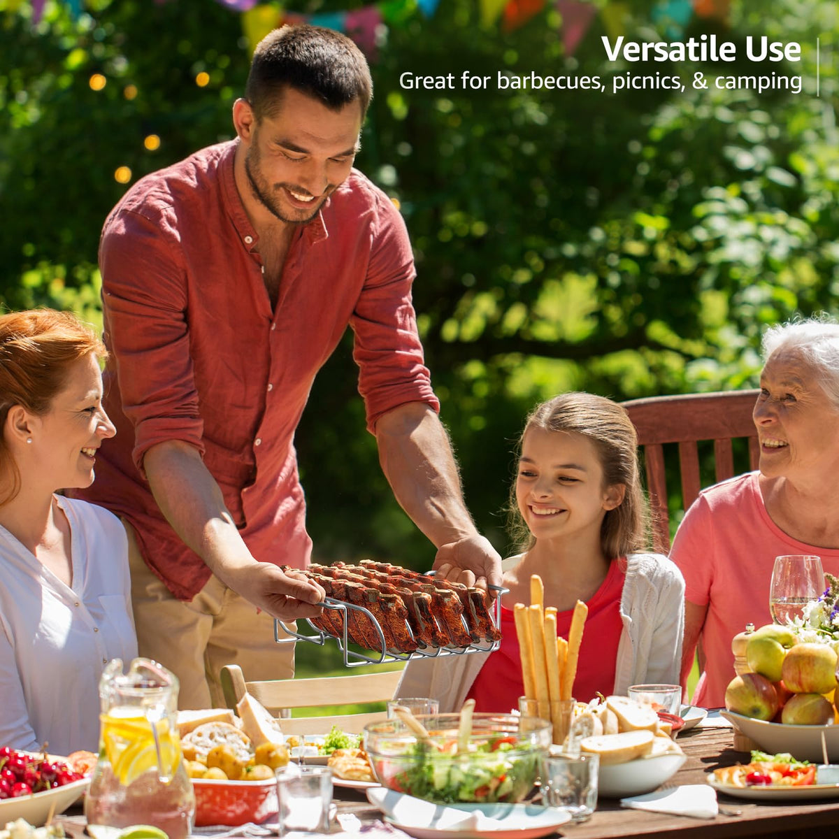 Sorbus rack used for vegetables alongside ribs for a complete meal.