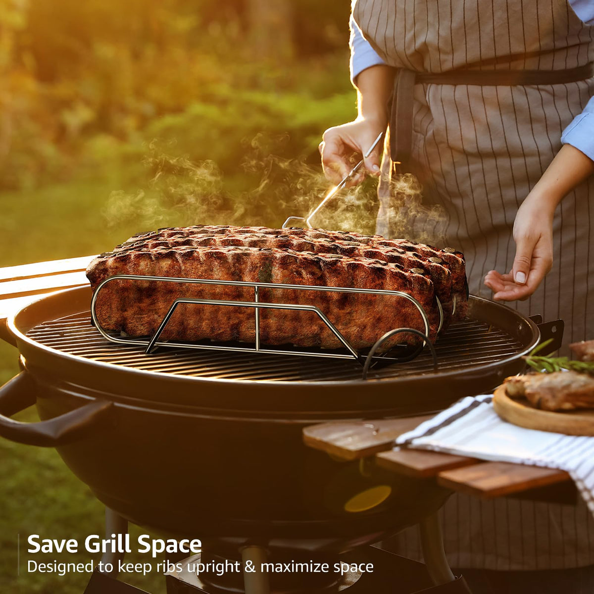 Sorbus Rib Rack XL evenly spaces ribs for better smoke penetration