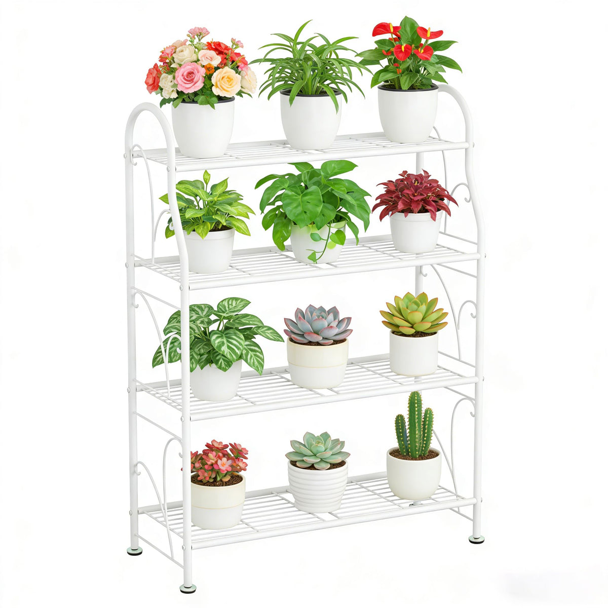 SORCEDAS plant stand corner four-tier display for indoor and outdoor spaces.