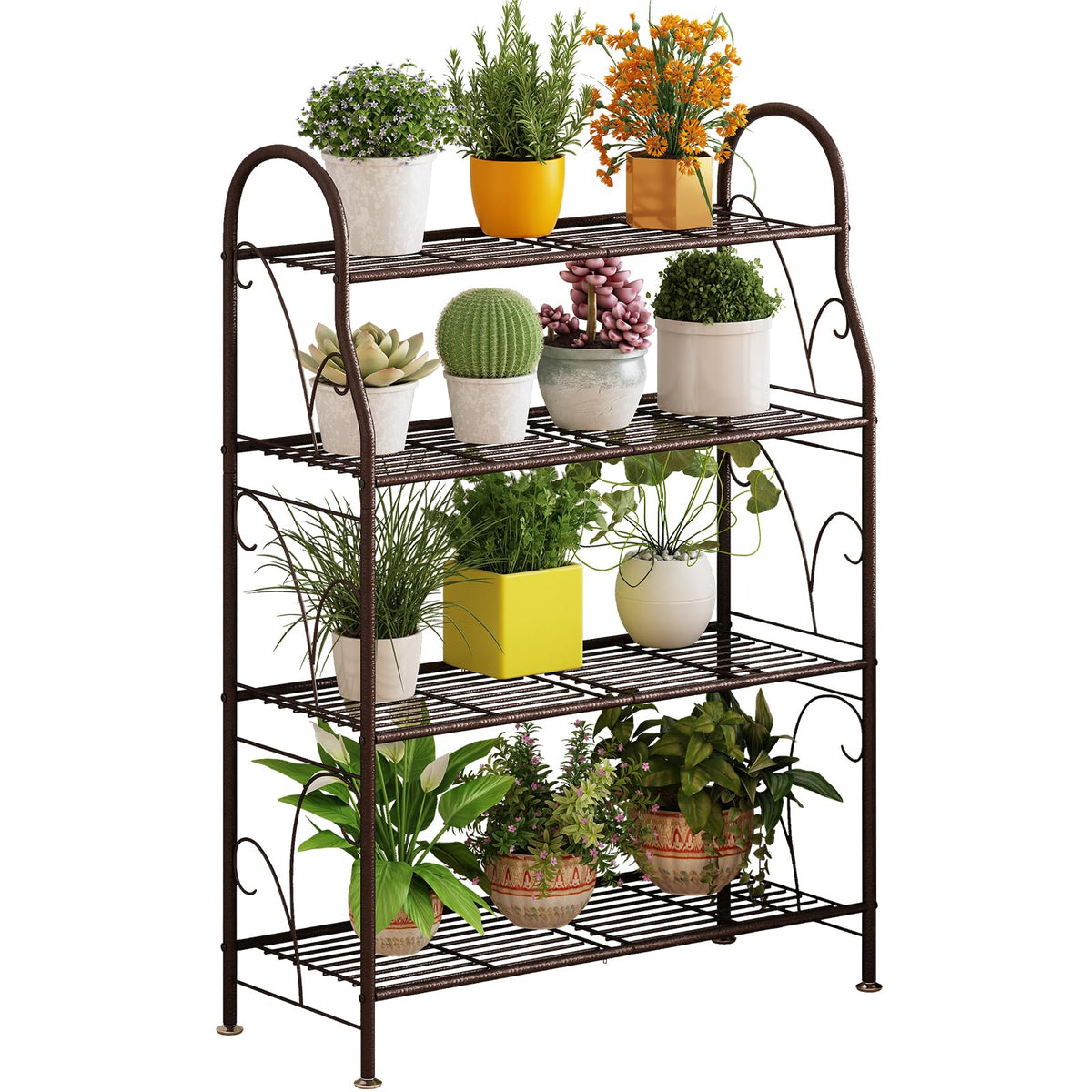 SORCEDAS plant stand with corner scroll design, ideal for elegant patio greenery.