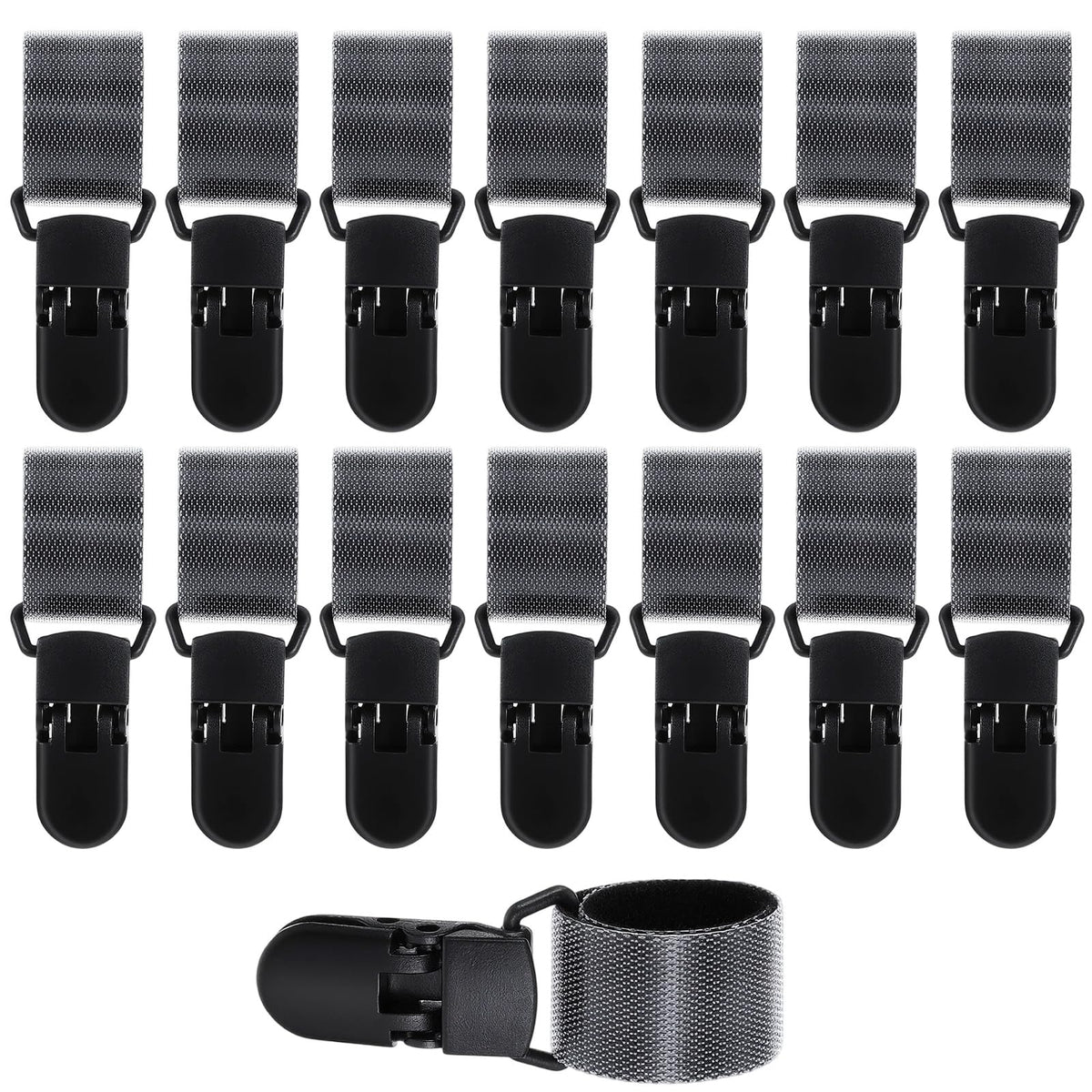 Sorcristy 15-pcs garden flag clips close-up showing anti-wind grip for upright flags