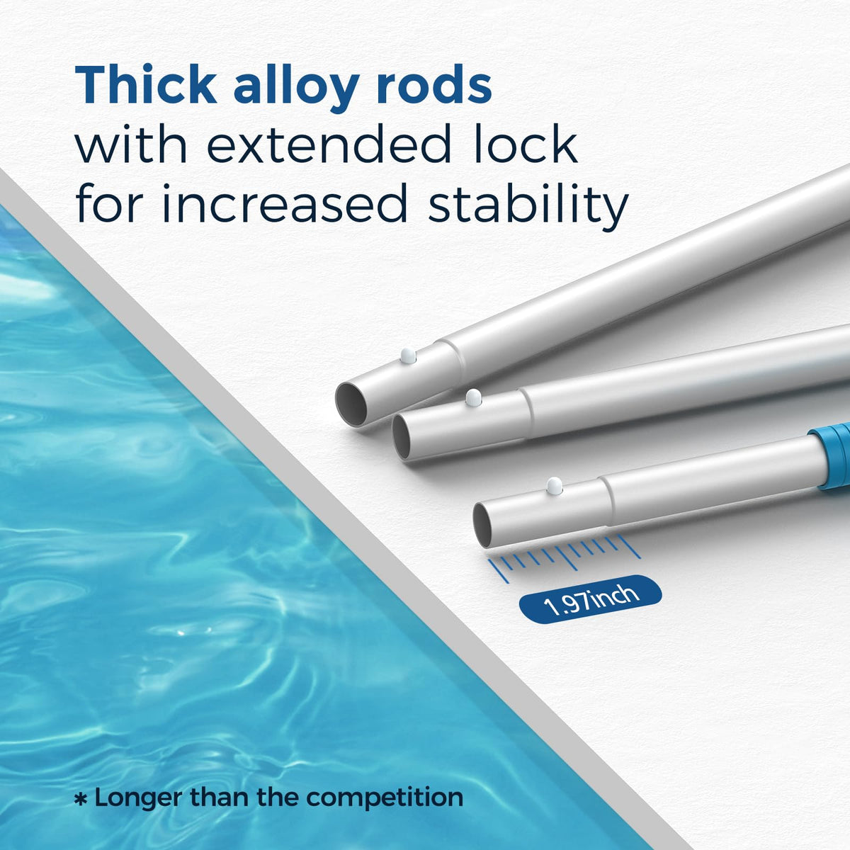SORSWEET ergonomic handle reduces strain during pool cleaning.