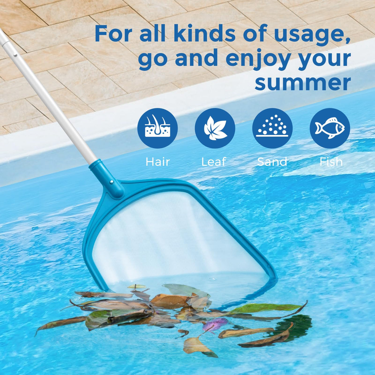 SORSWEET heavy-duty plastic frame withstands regular pool maintenance.