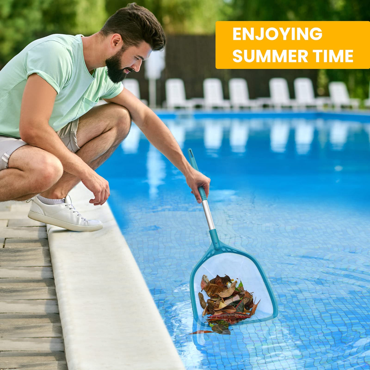 SORSWEET lightweight aluminum pole aids comfortable pool maintenance