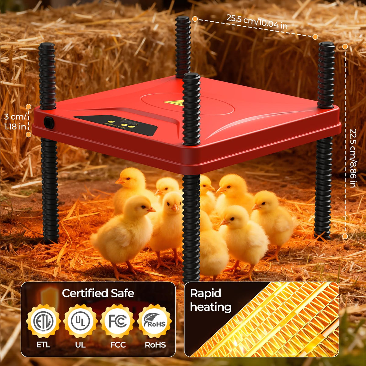 SORSWEET chick brooder in small farm setup offers space-efficient warmth