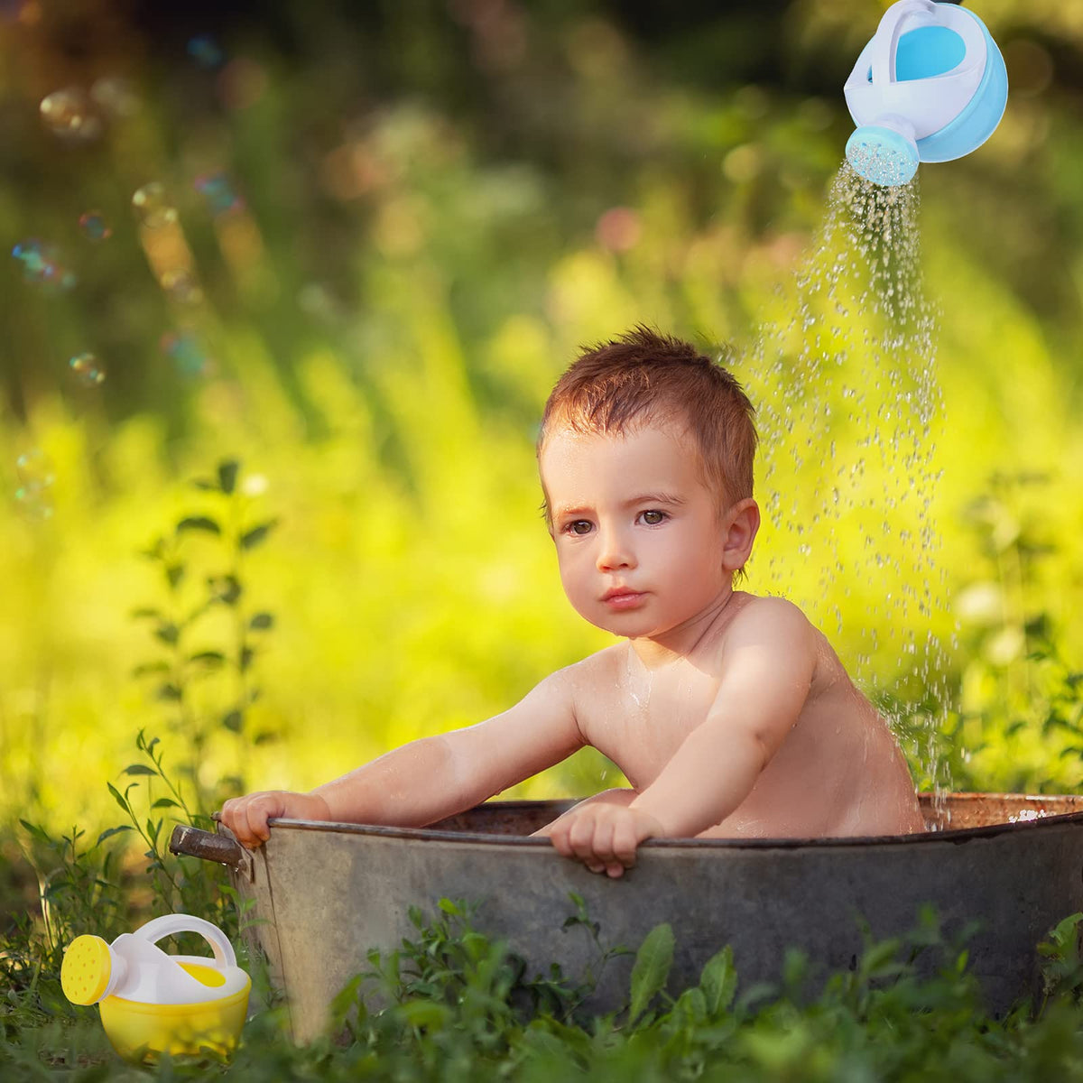 Sosation curved-handle watering can for kids, easy to hold and pour