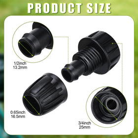Sosation drip tubing fitting with barb to prevent slips during irrigation.