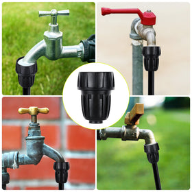 Sosation easy-install faucet connector simplifies setup for drip system.