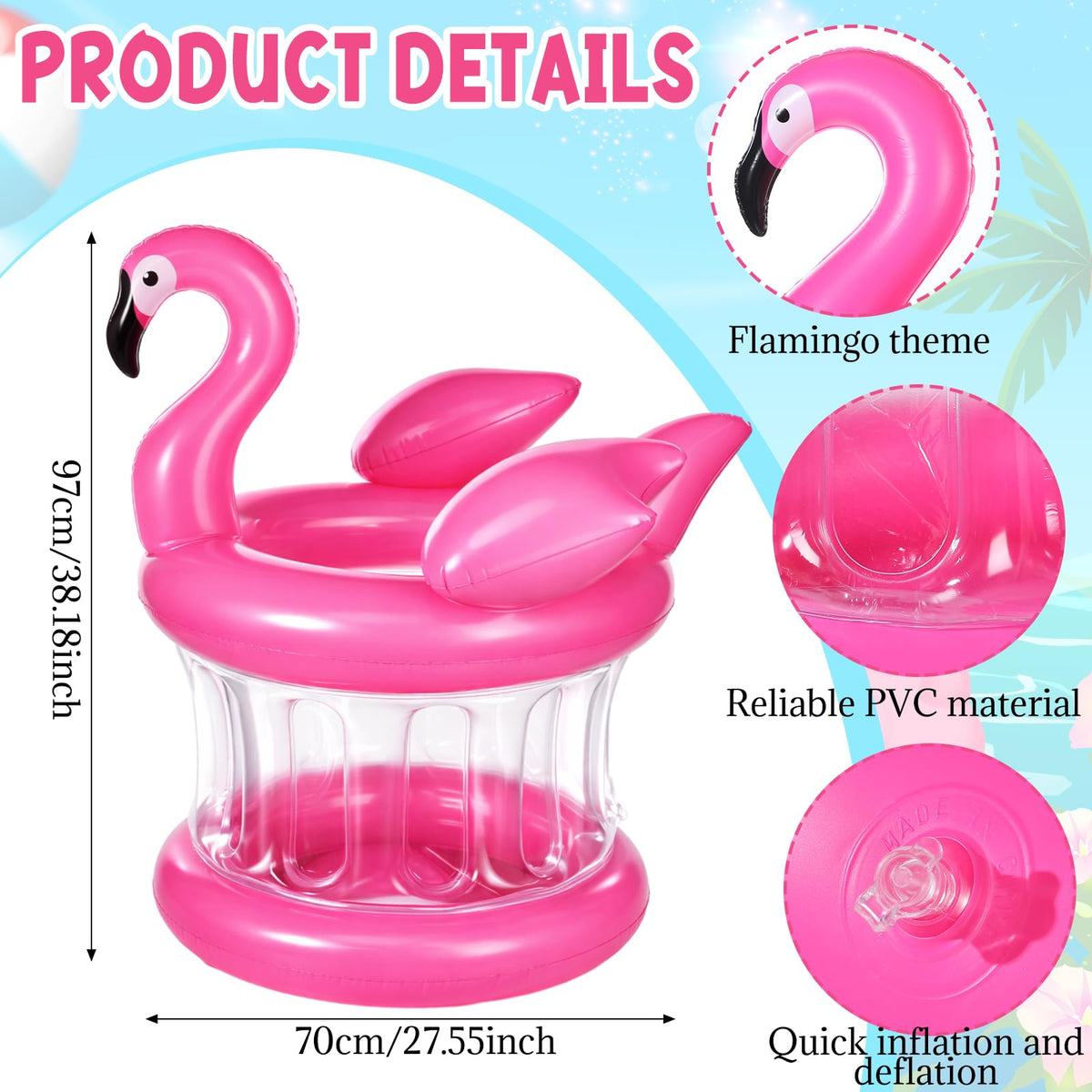 Sosation flamingo drink cooler highlights vibrant pink design for beach gatherings.