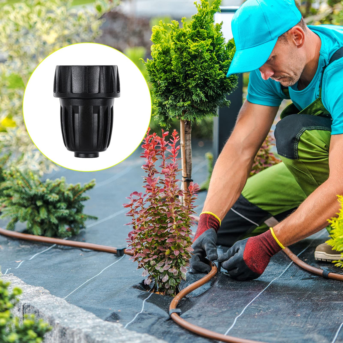 Sosation outdoor irrigation setup helps keep garden beds evenly watered.