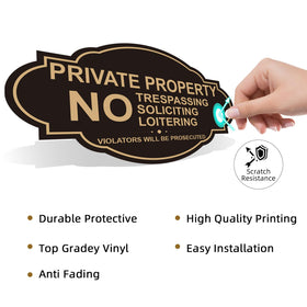 Soslina No Soliciting sign 7x4 on gate for clear property warning