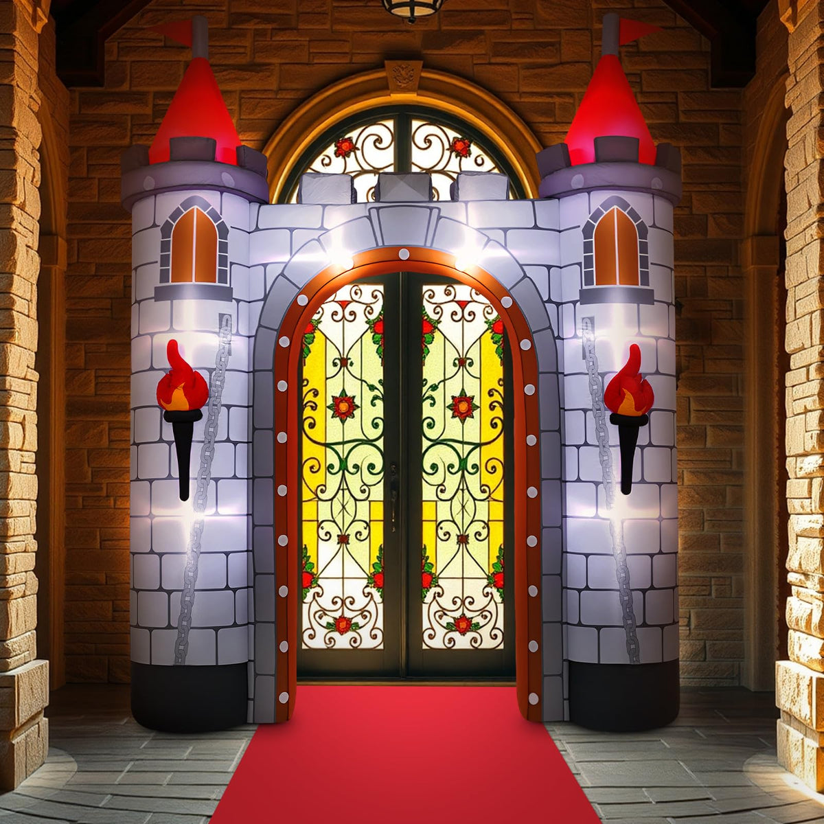 Sotiff knight-themed entrance arch inflatable serves as a strong photo prop