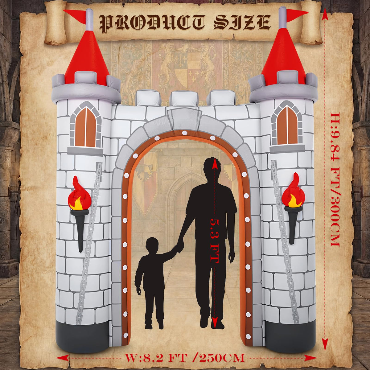 Sotiff medieval arch with LED lights creates illuminated entry