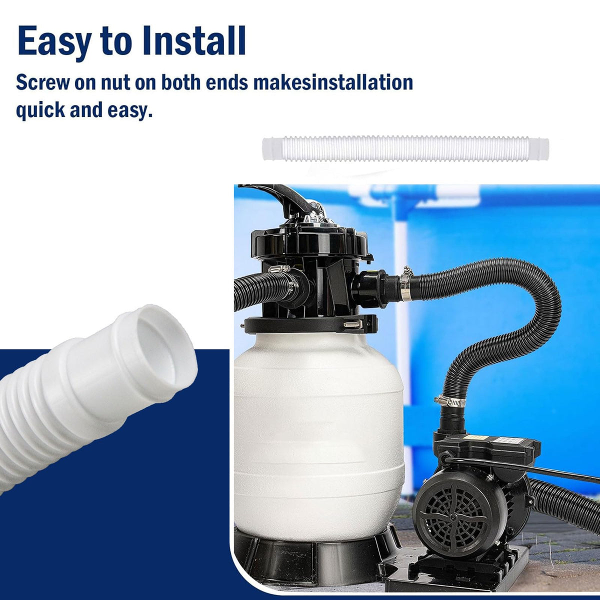 Sougrifow hose assembly for above-ground pools supports reliable circulation