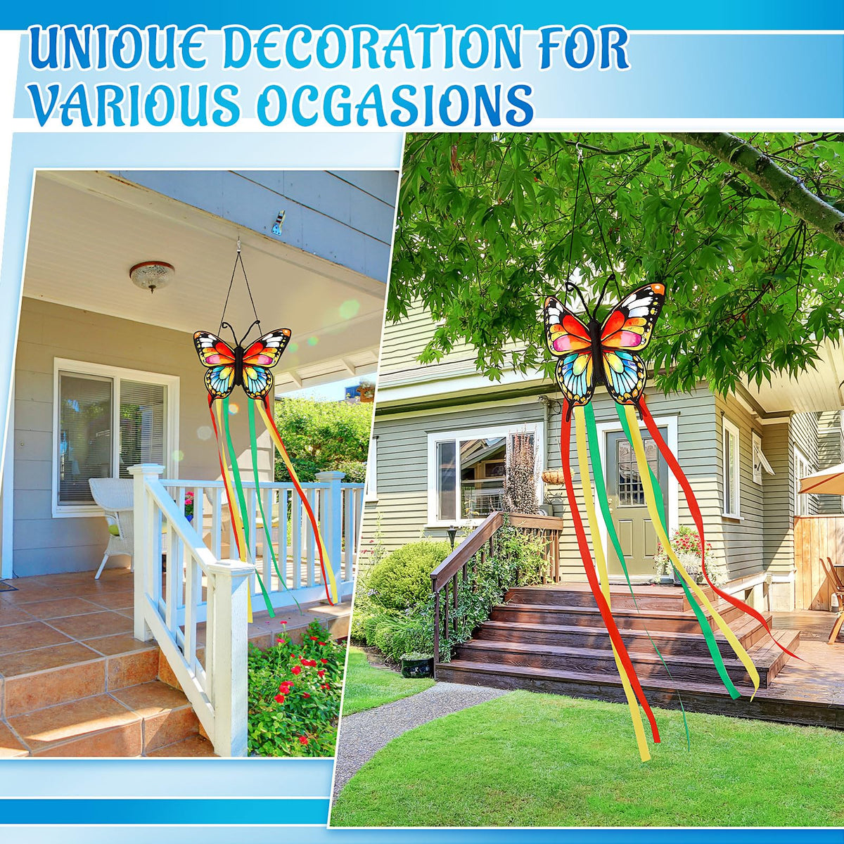 Soulchen butterfly windsock is versatile decor for gardens, patios, boats, balconies.