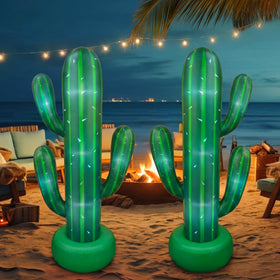 Soulchen giant inflatable cactus 6.6ft lights up outdoor parties with built-in LEDs.