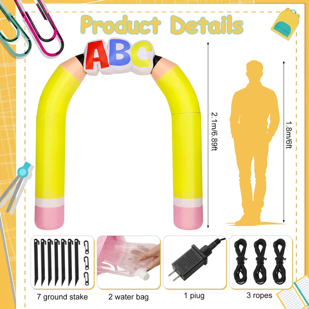 Soulchen inflatable arch side view lit by LEDs for evening events and entry highlight.