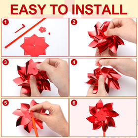 Soulchen unassembled pinwheels with red heads and orange rods.