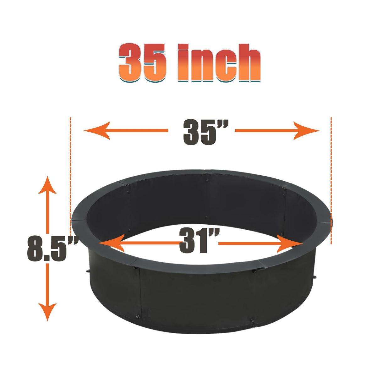 Soulmate fire pit ring inner 31-inch fits inside to form contained flames and clean space
