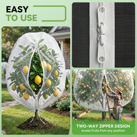 SOUNDVALUE garden netting with drawstring base simplifies installation around fruit.