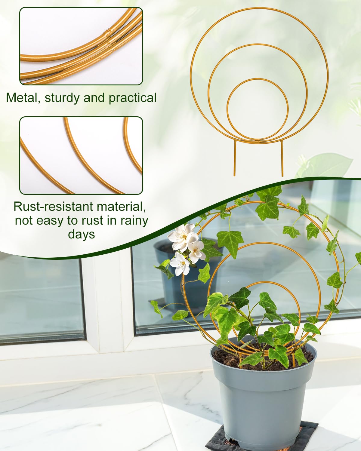 Sousac garden trellis for ivy and roses, 11x9 inches, outdoor or indoor use.
