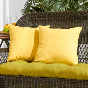 South Pine Porch sunbeam yellow outdoor pillow fabric resists UV and water