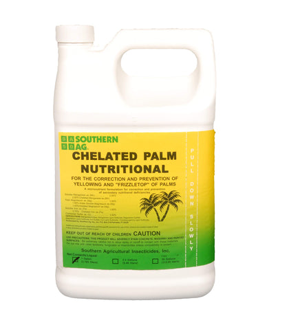 Southern Ag Chelated Palm Nutritional Spray boosts palm fronds and prevents deficiencies.