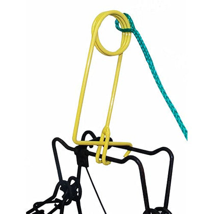 Southern Snares Body Grip Safety Pin — top view, bright yellow coating for quick visibility.