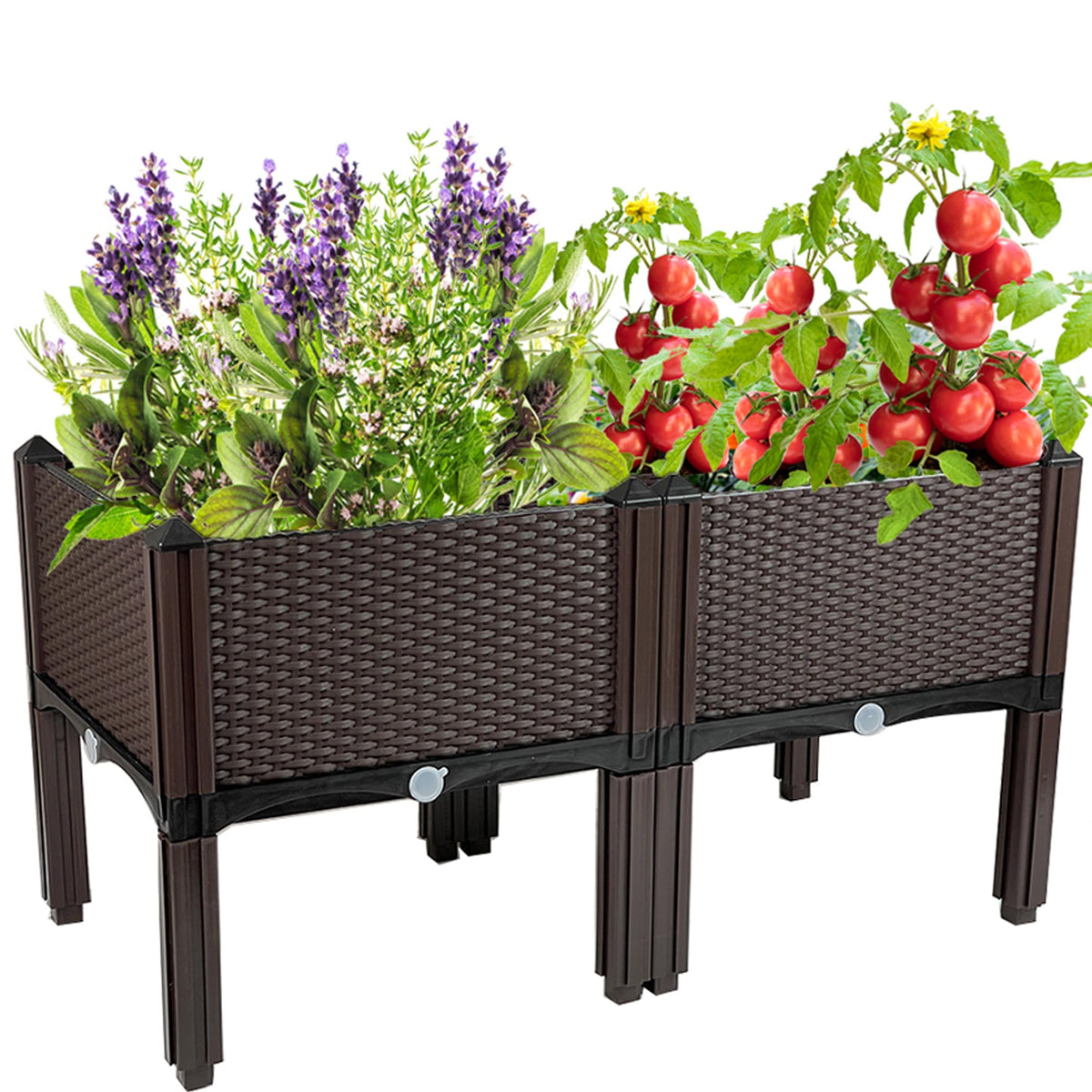 Souwuokoo elevated planter with legs for stable outdoor use on patios.