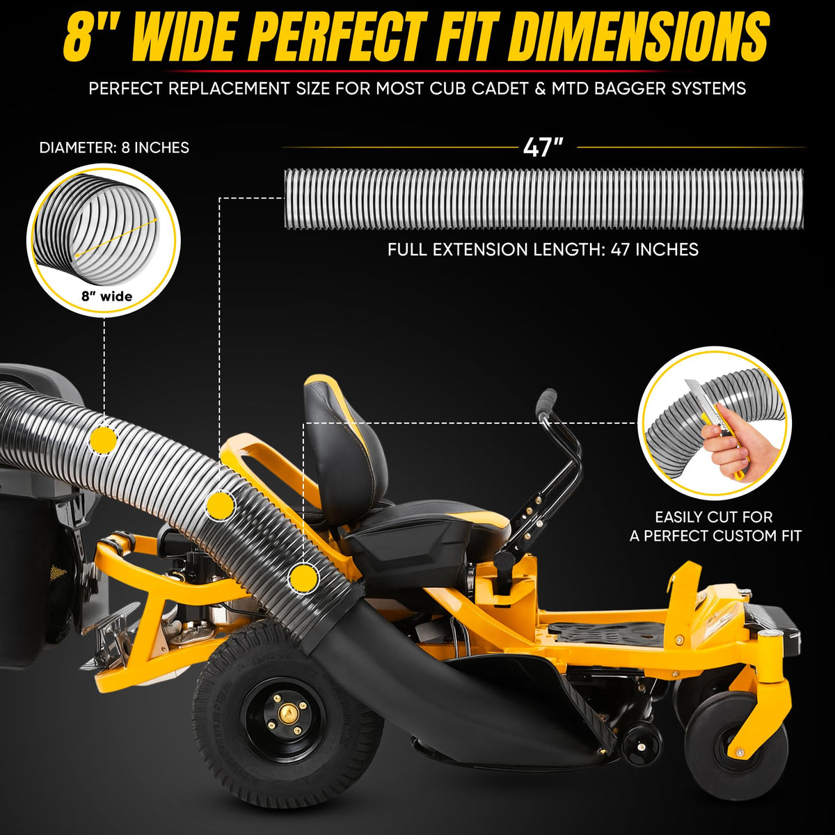SOVARCATE Cub Cadet compatible hose fits popular riding mowers