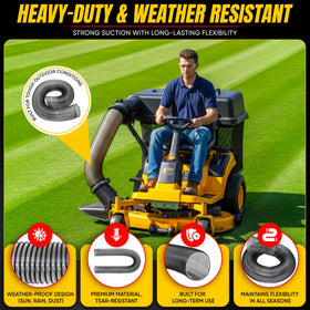 SOVARCATE Leaf Vac Hose shows 8-inch diameter for strong airflow