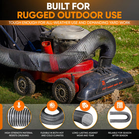 SOVARCATE hose for Mow-N-Vacs and Chip-N-Vacs ensures sturdy outdoor use.