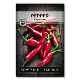 Sow Right Seeds Cayenne seed packet—premium heirloom seeds for a vibrant home garden harvest.