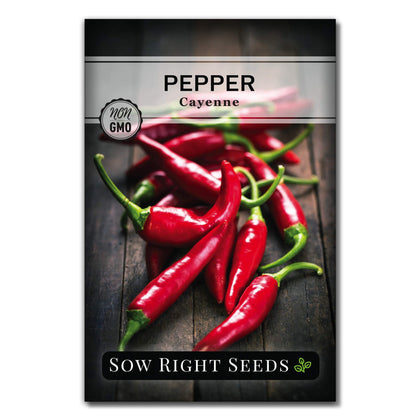 Sow Right Seeds Cayenne seed packet—premium heirloom seeds for a vibrant home garden harvest.