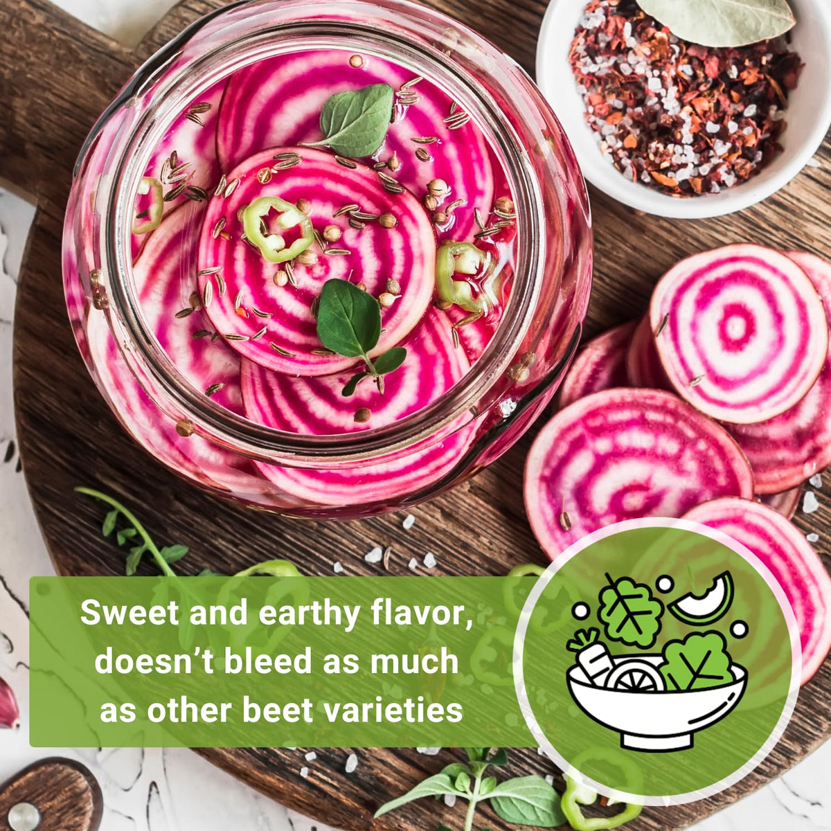 Sow Right Seeds Chioggia beets thrive in pots or raised beds.