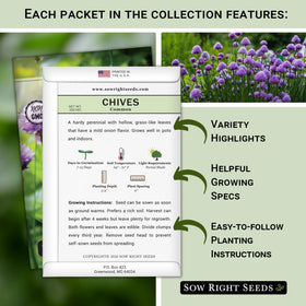 Sow Right Seeds chives packet ideal for potato butter or garnishes