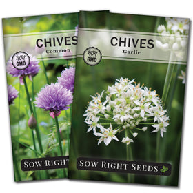 Sow Right Seeds chives seed packets in vibrant color for easy home planting.