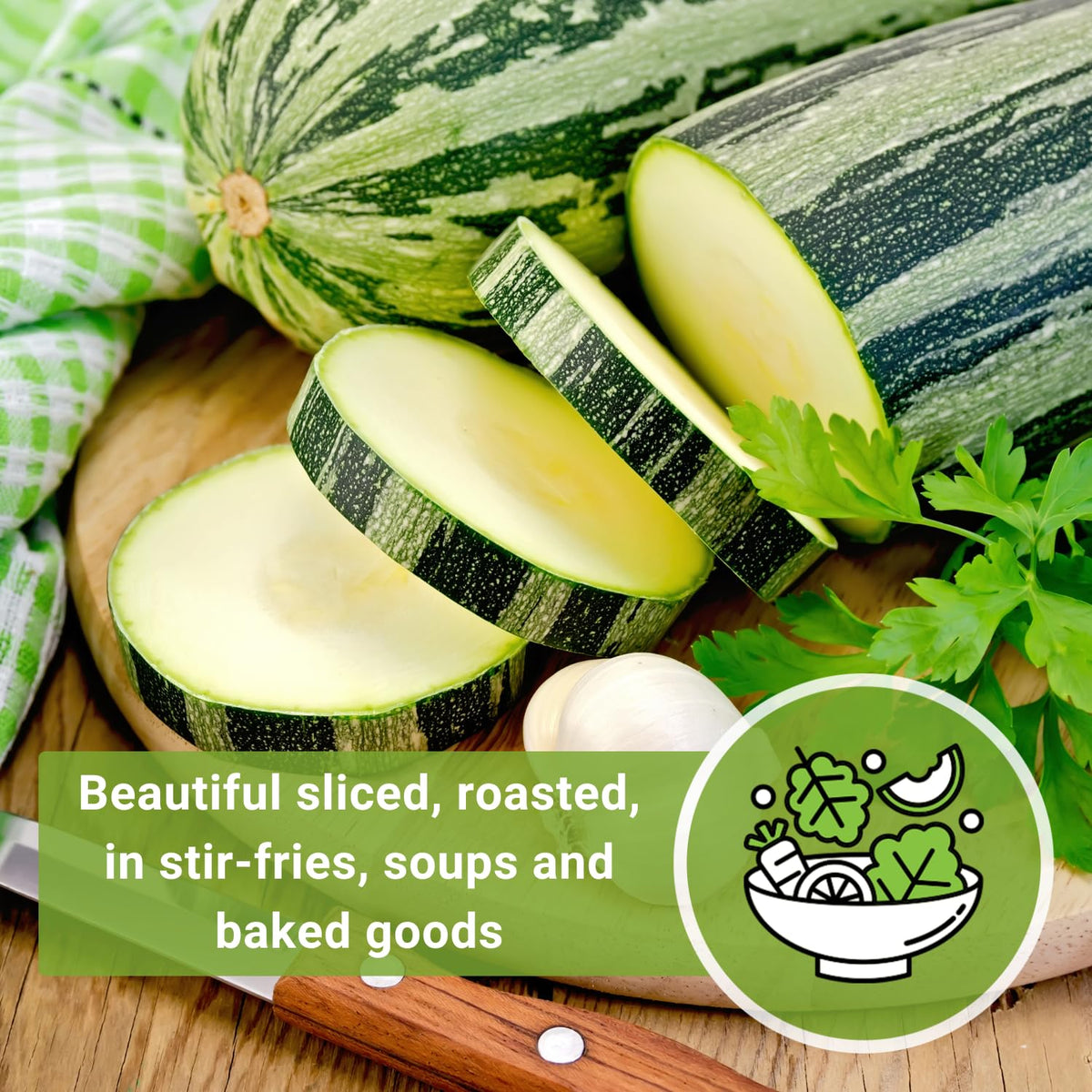 Sow Right Seeds Cocozelle non-GMO heirloom seeds backed by Safe Seed Pledge.