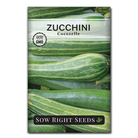 Sow Right Seeds Cocozelle zucchini seed packet for a reliable home garden start and harvest.