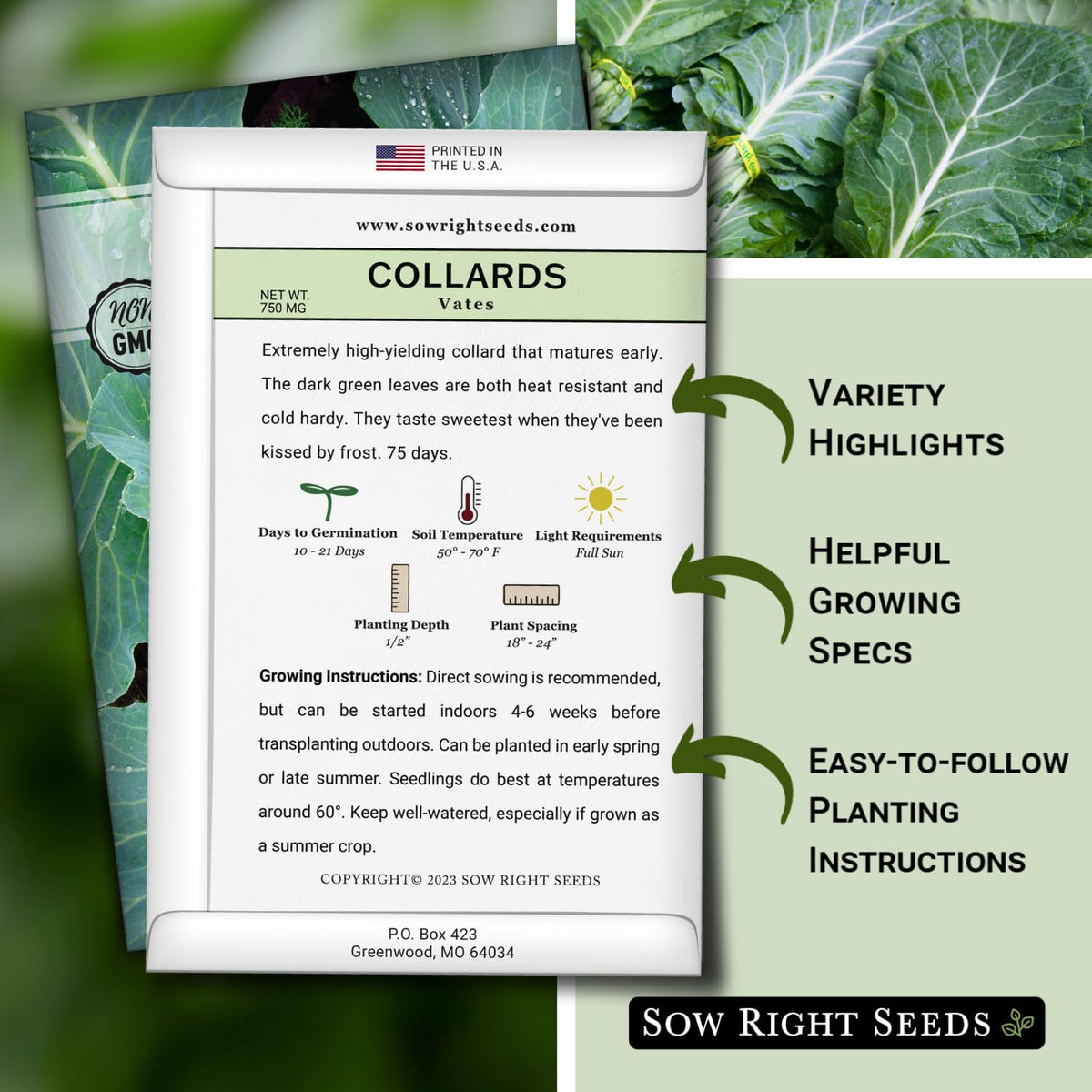 Sow Right Seeds collards germination guide helps you start strong