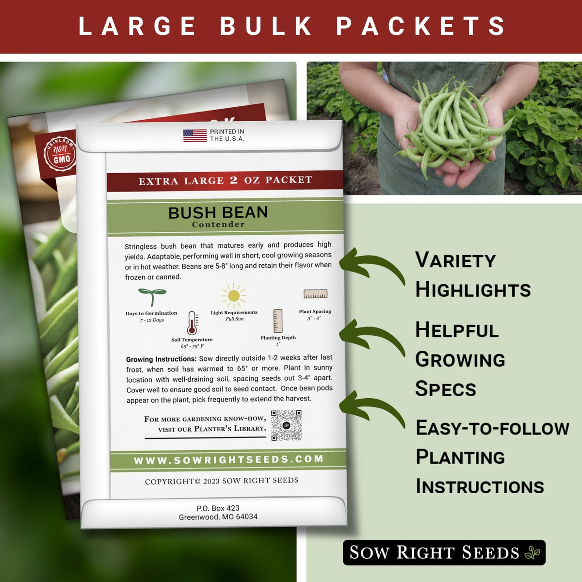 Contender seeds close-up showing bulk seed availability for planting.