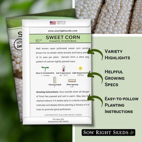 Sow Right Seeds Country Gentleman seeds germinating in warm soil for a quick start.