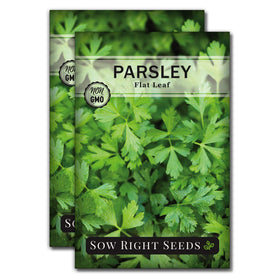 Sow Right Seeds flat leaf parsley seed packet front, easy indoor herb starter.